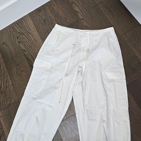 Good American Parachute Cargo Poplin Wide Jogger High Rise Pants in Cloud White - Picture 8 of 14
